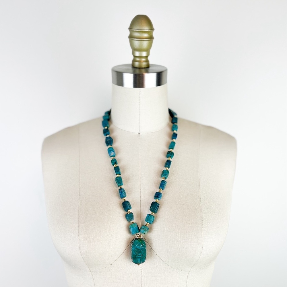 VTG • Primitive Egyptian Revival Scarab Necklace